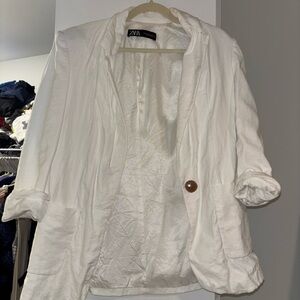 Zara White Blazer with Button Detail